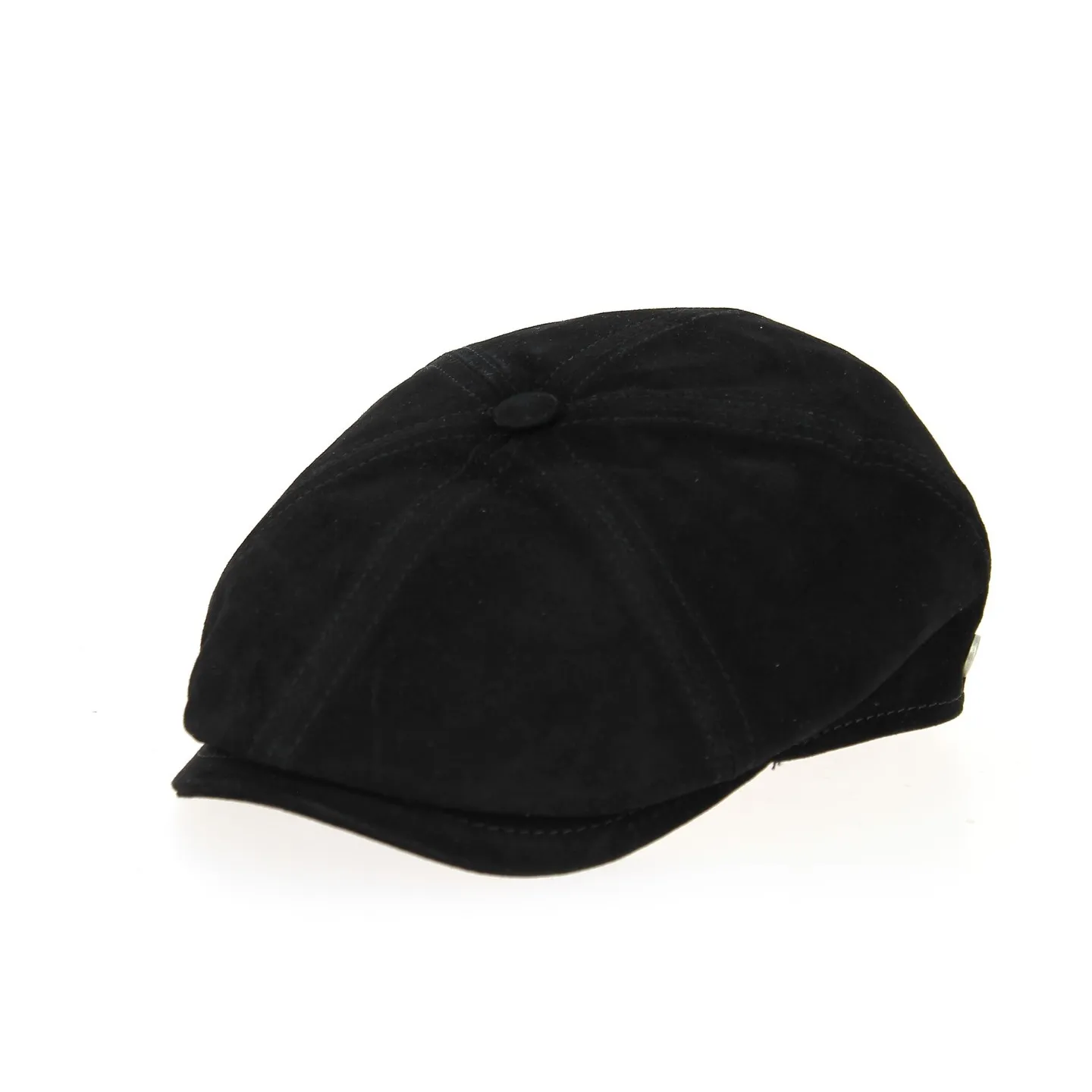 Halflight Flat Cap Black Suede Leather - Traclet Reference: 10672 | Traclet Hat Shop