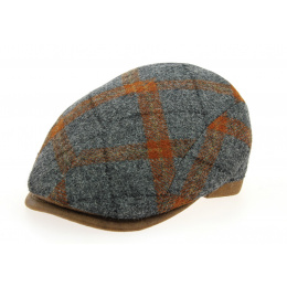 Verona Flat Cap Grey & Orange Wool - Traclet