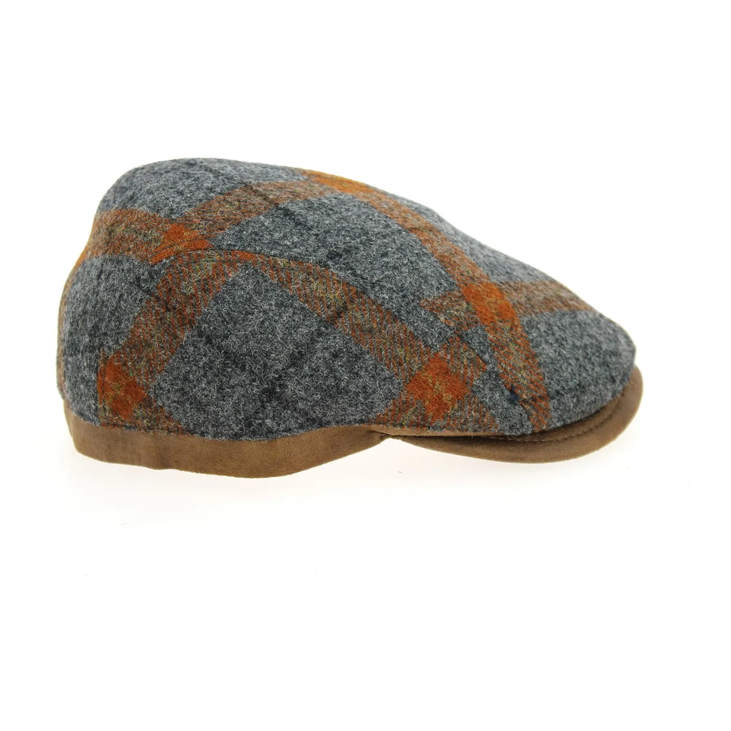 Verona Flat Cap Grey & Orange Wool - Traclet Reference: 10678 | Traclet Hat Shop