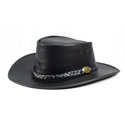 Chapeau australien Adventure Oil noir - Jacaru Reference : 78 | Chapellerie Traclet