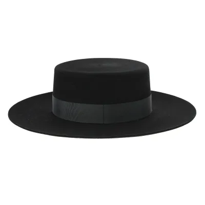 Cordobes/Boater Black Wool Felt Hat - Traclet Reference: 10698 | Traclet Millinery