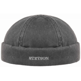 Bonnet Docker Coton Vieilli Noir- Stetson