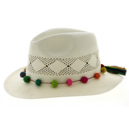 Chapeau Panama Sucre Fantaisie Blanc- Traclet 