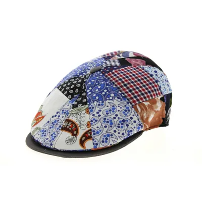8-Panel Patchwork Cotton & Linen Cap - Traclet Reference: 10734 | Traclet Hatmakers