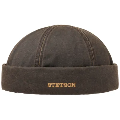 Bonnet Docker Hiver Coton Vieilli Marron UPF 40+ - Stetson