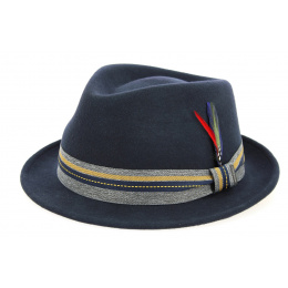 Navy Blue Wool Felt Trilby Hat - Stetson