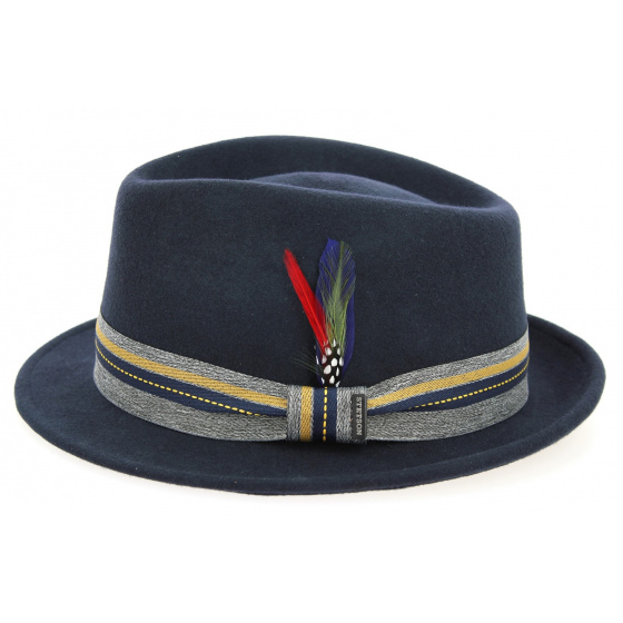 Chapeau Trilby Feutre Laine Bleu Marine- Stetson Chapeau Trilby Feutre Laine Bleu Marine- Stetson