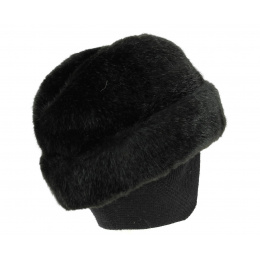 Caucasus Ear-Flap Toque Black Faux Fur - Traclet