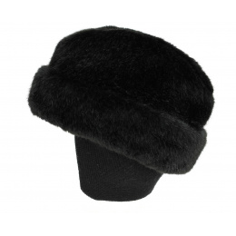 Caucasus Ear-Flap Toque Black Faux Fur - Traclet