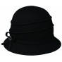 Uopini Cloche Hat Felt Wool Black- Traclet 