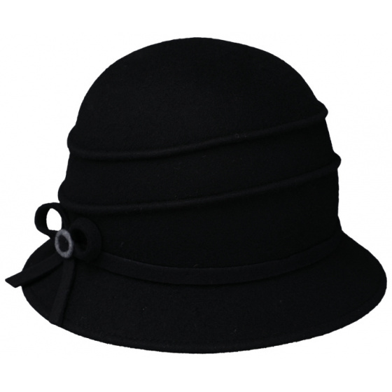 Uopini Cloche Hat Felt Wool Black- Traclet 