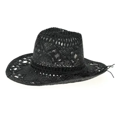 Chapeau Mackay Western Noir Paille Papier- Traclet Reference : 10796 | Chapellerie Traclet
