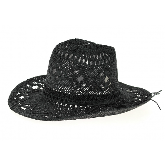 Mackay Western Black Paper Straw Hat - Traclet