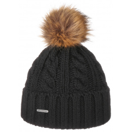 Black Wool & Acrylic Pom Pom Cap- Stetson 