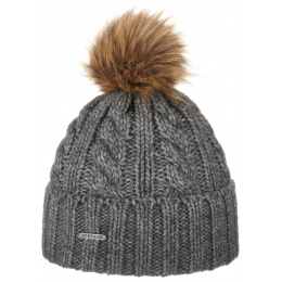 Wool & Acrylic Pom-Pom Beanie Grey - Stetson