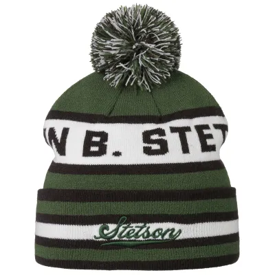 Bonnet à Pompon Acrylique Vert- Stetson Reference : 10824 | Chapellerie Traclet