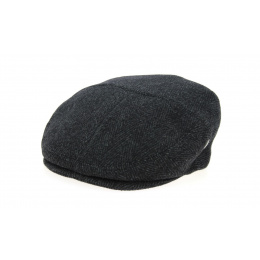 London Split Flat Cap Herringbone Wool Black & Grey- City Sport