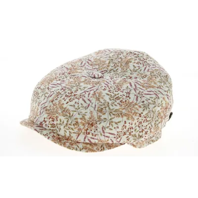 Delberto 8-Panel Cap Pink Floral Print Cotton & Linen - Mtm Reference: 10830 | Chapellerie Traclet