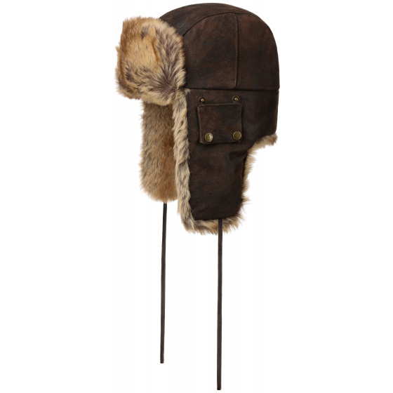 Chapka Bomber Brown Leather Faux Fur - Stetson