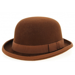 Reddish Brown Wool Felt Bowler Hat - TRACLET