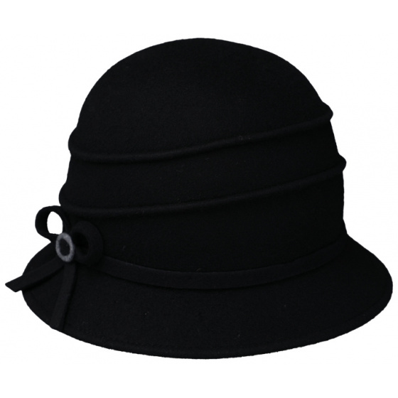 Cloche Hat Felt Christy Black - Traclet