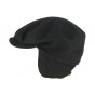 Flat Cap Earflaps Black Wool- Traclet