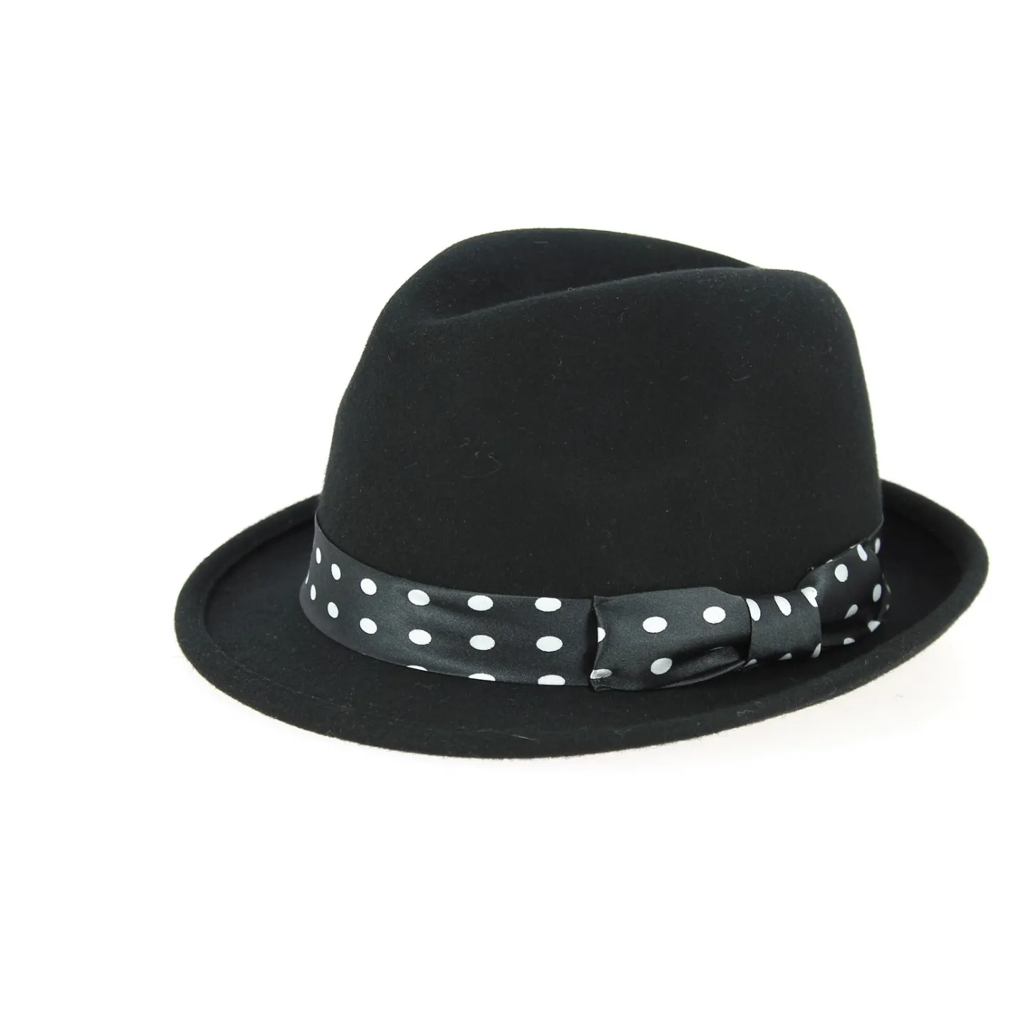 Scarface Trilby Hat Wool Felt Black Polka Dot - Traclet Reference: 10859 | Traclet Hat Shop