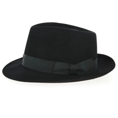 Black Fur Felt Fedora Hat - Wegener Reference: 10869 | Traclet Hat Shop