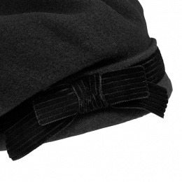 Sixties Beret Black Merino Wool - Heritage by Laulhère