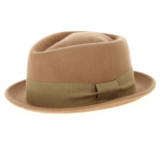 Beige Wool Felt Zingaro Pork Pie Hat Beige Wool Felt Zingaro Pork Pie Hat