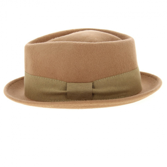 Beige Wool Felt Zingaro Pork Pie Hat Beige Wool Felt Zingaro Pork Pie Hat