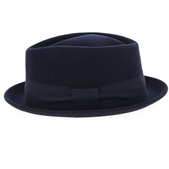 Navy Blue Wool Felt Porkpie Zingaro Hat