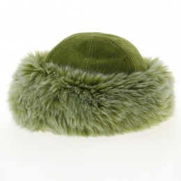 Toque Nastasia Cuir & Fausse Fourrure Vert - Traclet