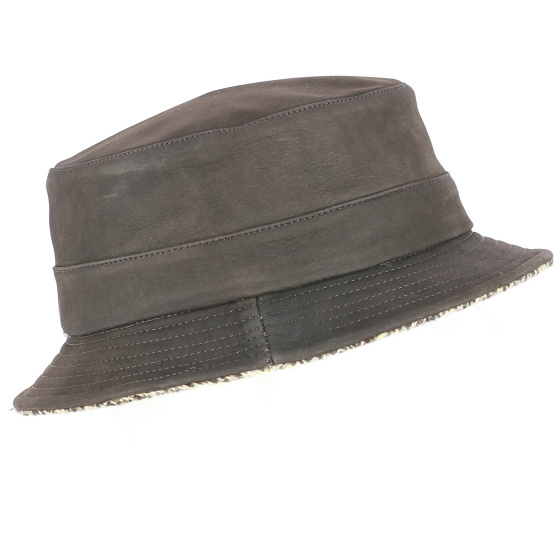 Brown Leather Bucket Hat - ALFONSO D'ESTE
