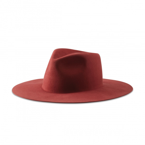 Fedora hat in burgundy wool felt 