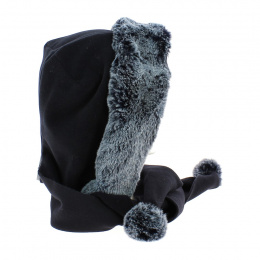 Capuche jaqueline polaire et fourrure bleu nuit