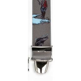 Bretelles Pêche Motif Poisson Gris - Traclet