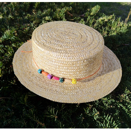 Chenille Boater Hat (Wooden Beads) / Unique Creation from TRACLET Millinery Workshops