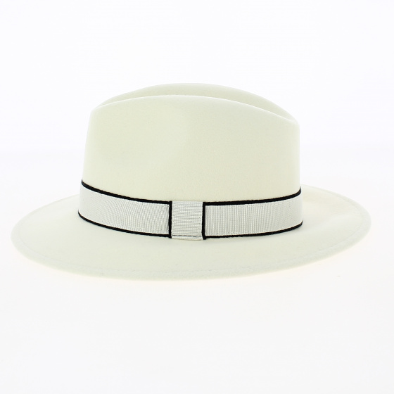 White wool fedora - white band