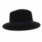 Black wool fedora - navy band