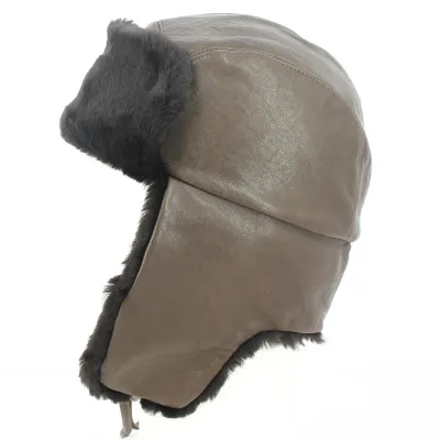 Brown Leather Trapper Hat with Real Fur - Traclet Reference: 11212 | Traclet Hat Shop