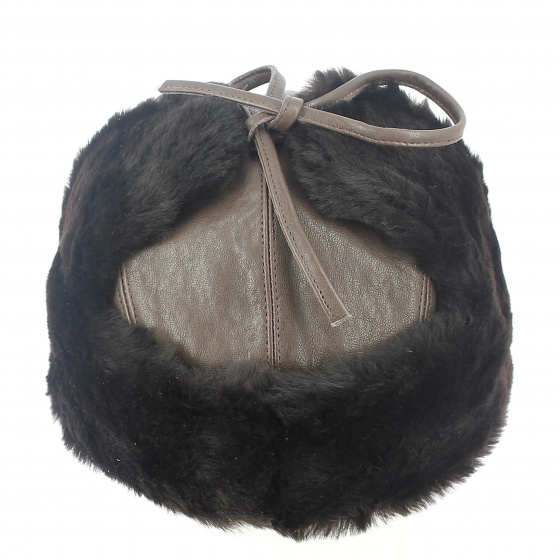 Brown Leather Trapper Hat with Real Fur - Traclet Brown Leather Trapper Hat with Real Fur - Traclet
