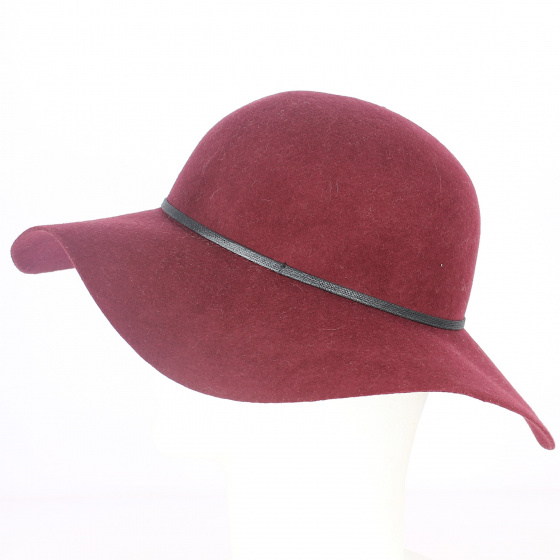 Anna Wool Wide-Brimmed Hat Burgundy - Traclet