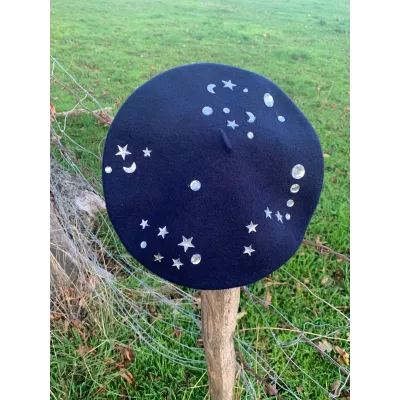 Starry Sky Beret: French Creation from the workshops of TRACLET Millinery Reference: 11225 | Traclet Millinery