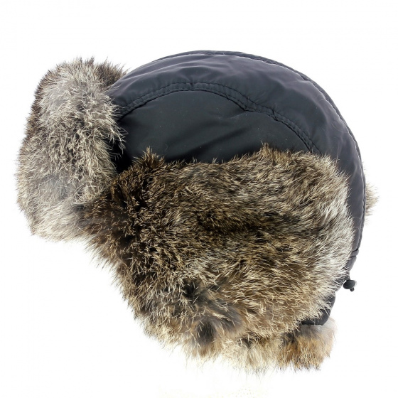 Waterproof ushanka with rabbit fur Waterproof ushanka with rabbit fur
