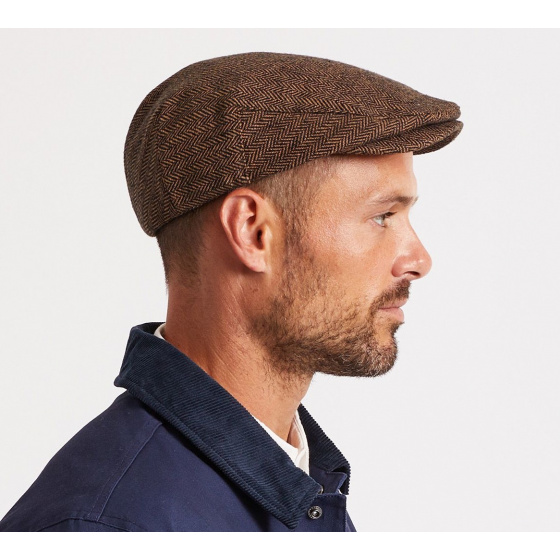 Hooligan Cap Brown Khaki Herringbone - Brixton Hooligan Cap Brown Khaki Herringbone - Brixton