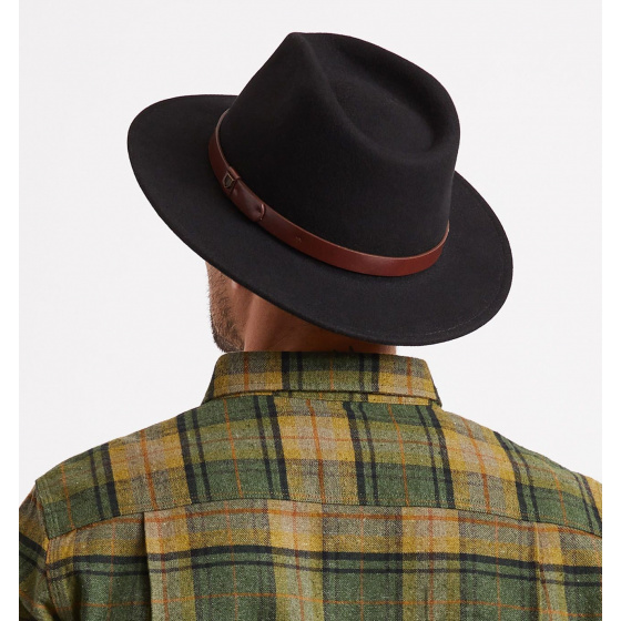 Black/Brown Wool Felt Fedora Messer Hat - Brixton Black/Brown Wool Felt Fedora Messer Hat - Brixton