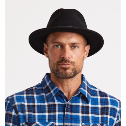 Black Wool Felt Messer Fedora Hat - Brixton