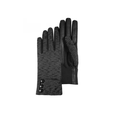 gants noir imprimé- Isotoner Reference : 11247 | Chapellerie Traclet