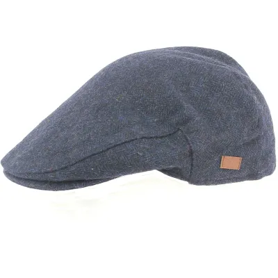 Wicklow Navy Herringbone Tweed Flat Cap - Traclet Reference: 6756 | Traclet Hat Shop